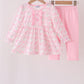 Pink floral ruffle pants set