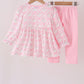 Pink floral ruffle pants set