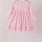 Pink floral bow ruffle dress