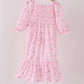 Pink Floral Bow Smocked Jumpsuit