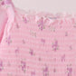 Pink Floral Bow Smocked Jumpsuit