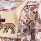 Khaki camoufalge cross deer embroidery ruffle bubble