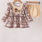 Khaki camoufalge cross deer embroidery ruffle bloomer set