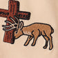 Khaki cross deer embroidery top