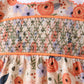 Coral floral smocked bubble