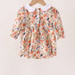 Coral floral smocked bubble