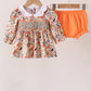 Coral floral smocked bloomer set