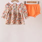 Coral floral smocked bloomer set