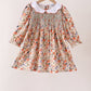 Coral floral smocked dress