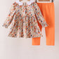 Coral floral smocked pants set