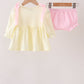 Cream smocked bow bloomer set