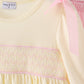 Cream smocked bow pants set