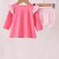 Pink sweet as pie embroidery ruffle bloomer set