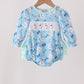 Blue goose bow embroidery ruffle bubble