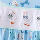 Blue goose bow embroidery ruffle set