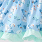 Blue goose bow embroidery ruffle set