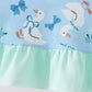 Blue goose bow embroidery ruffle dress