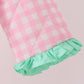 Pink hydrangea gingham ruffle jacket