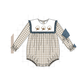 Teal cotton embroidery gingham ruffle bubble