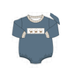 Teal cotton embroidery gingham bubble