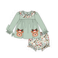 Sage Reindeer Applique Ruffle Bloomer Set