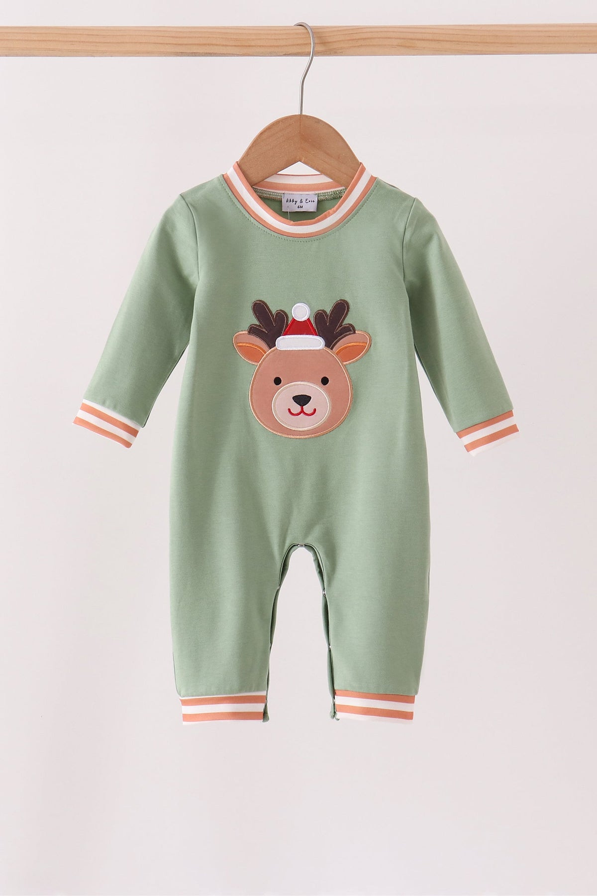 Sage Reindeer Applique Romper
