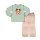 Sage Reindeer Applique Stripe Pants Set