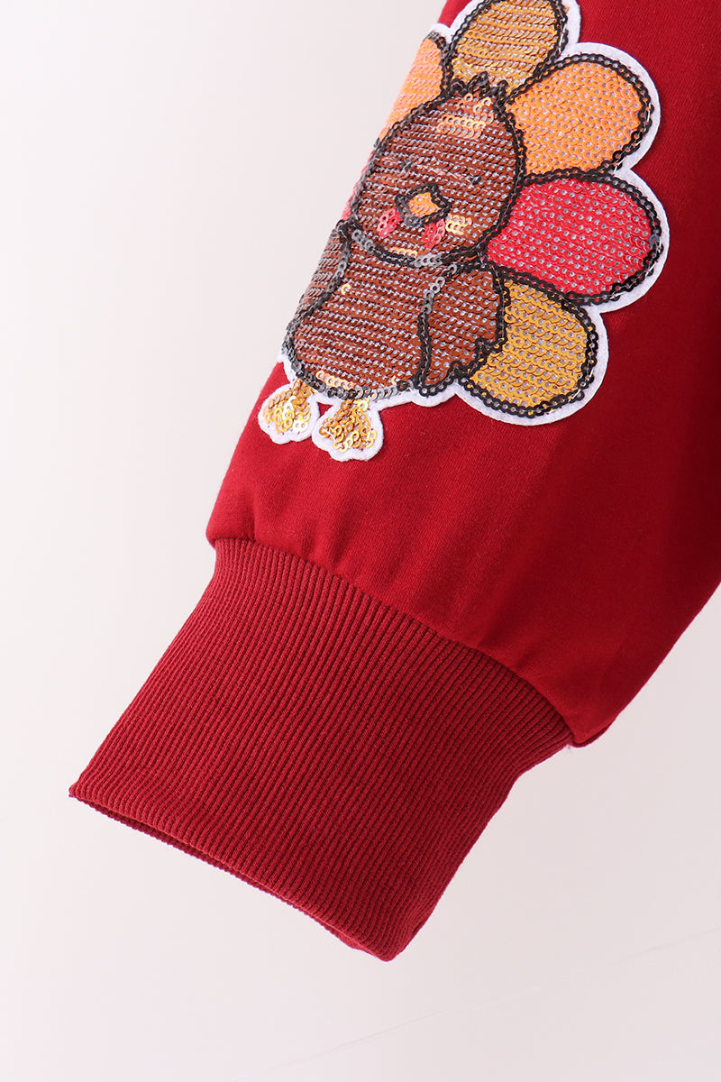 Rust turkey sequin mom&me top