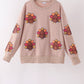 Khaki turkey sequin mom top