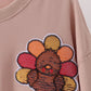 Khaki turkey sequin mom top