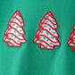 Green christmas tree applique stripe pants set