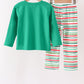 Green christmas tree applique stripe pants set