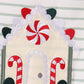 Red gingerbread house applique stripe ruffle romper