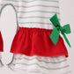 Red gingerbread house applique stripe ruffle romper