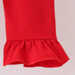Red gingerbread house applique stripe ruffle pants set