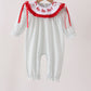 Sage santa applique stripe romper