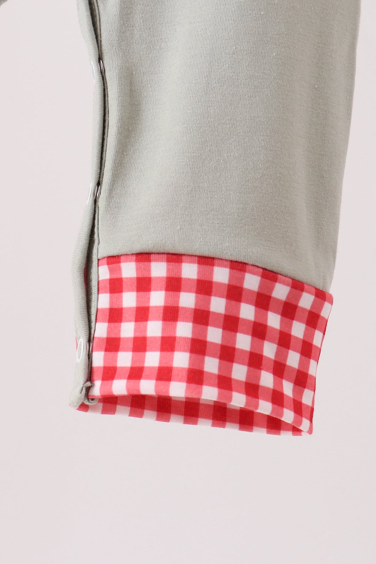 Sage santa applique gingham romper