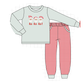 Sage santa applique gingham pants set
