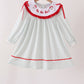 Sage santa applique gingham ruffle stripe dress