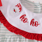 Sage santa applique gingham ruffle stripe dress