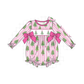 Pink christmas tree embroidery stripe bow bubble