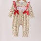 Goose embroidery ruffle bow romper