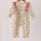 Goose embroidery ruffle bow romper