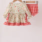Goose embroidery ruffle gingham bloomer set
