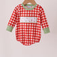 Red goose embroidery gingham bubble