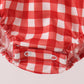 Red goose embroidery gingham bubble