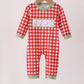 Red goose embroidery gingham romper