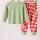 Sage goose embroidery gingham pants set