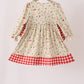 Goose embroidery ruffle gingham dress
