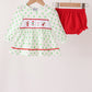 Green grinch embroidery dot bloomer set